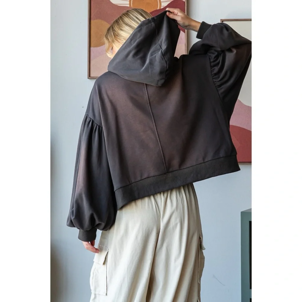 Oli & Hali Charcoal California Letter Patch Hoodie Sweatshirt - Picture 5 of 7